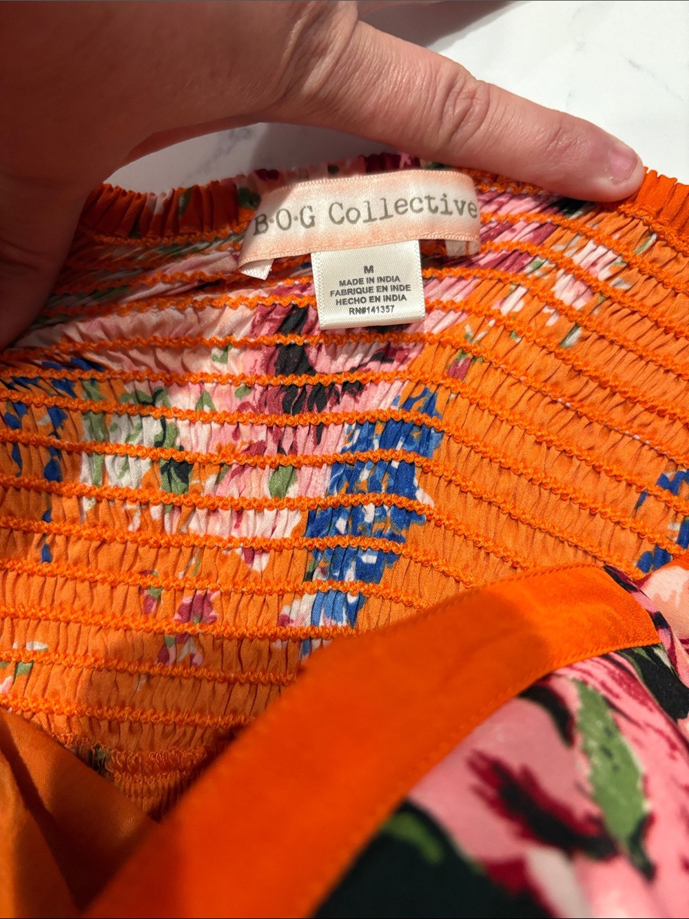 Orange Floral Maxi Dress with Spaghetti Straps - Picture 4 of 8